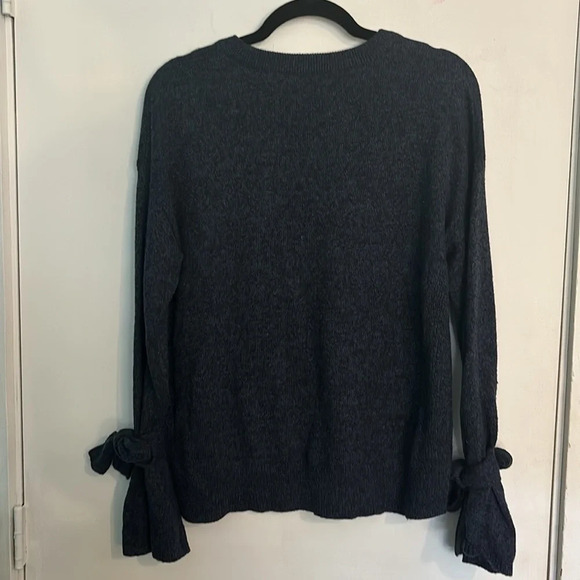 Madewell Womens Navy/black marled sweater with tie cuffs.‎ Size S (generous fit) - Picture 4 of 7